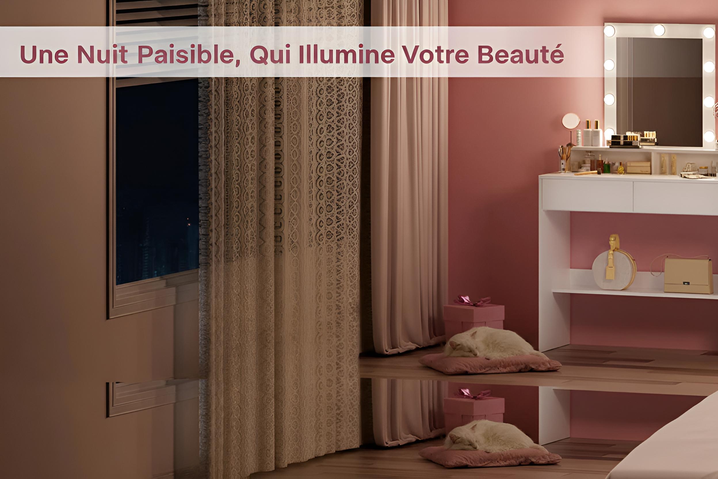 Coiffeuse Femme avec Miroir LED Réglable | 2 Tiroirs + 4 Étagères + Placard – AUREA
