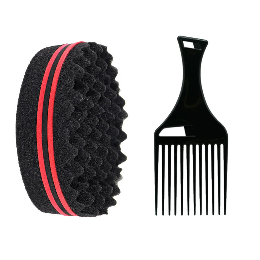Brosse Éponge Twist Afro Double Face – Brosse Magique pour Boucles et Coiffage Afro