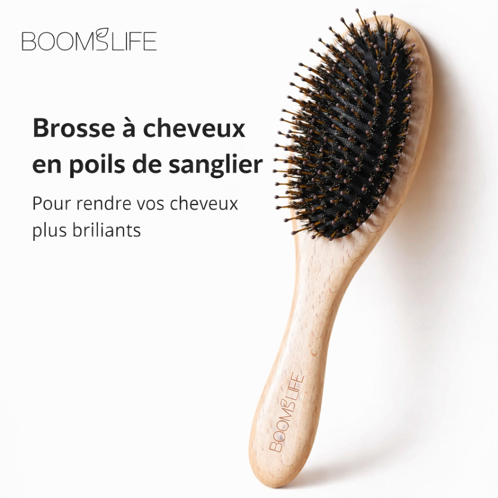 Brosse à Cheveux en Poils de Sanglier Anti-Statique Massage du Cuir Chevelu AUREA