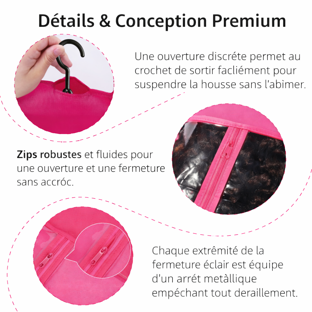 Housse de Rangement pour Perruque avec Cintre – Sacs Transparents Anti-Poussière