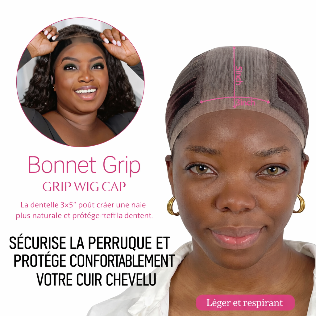 Bandeau en Velours pour Perruque – Bonnet en Maille Extensible avec Lace, Maintien Antidérapant