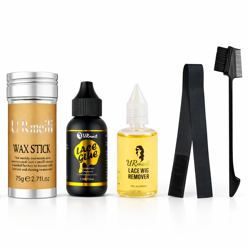 Kit Colle Perruque Lace 6 Pièces – Colle Lace, Spray Teinté, Cire Coiffante et Dissolvant