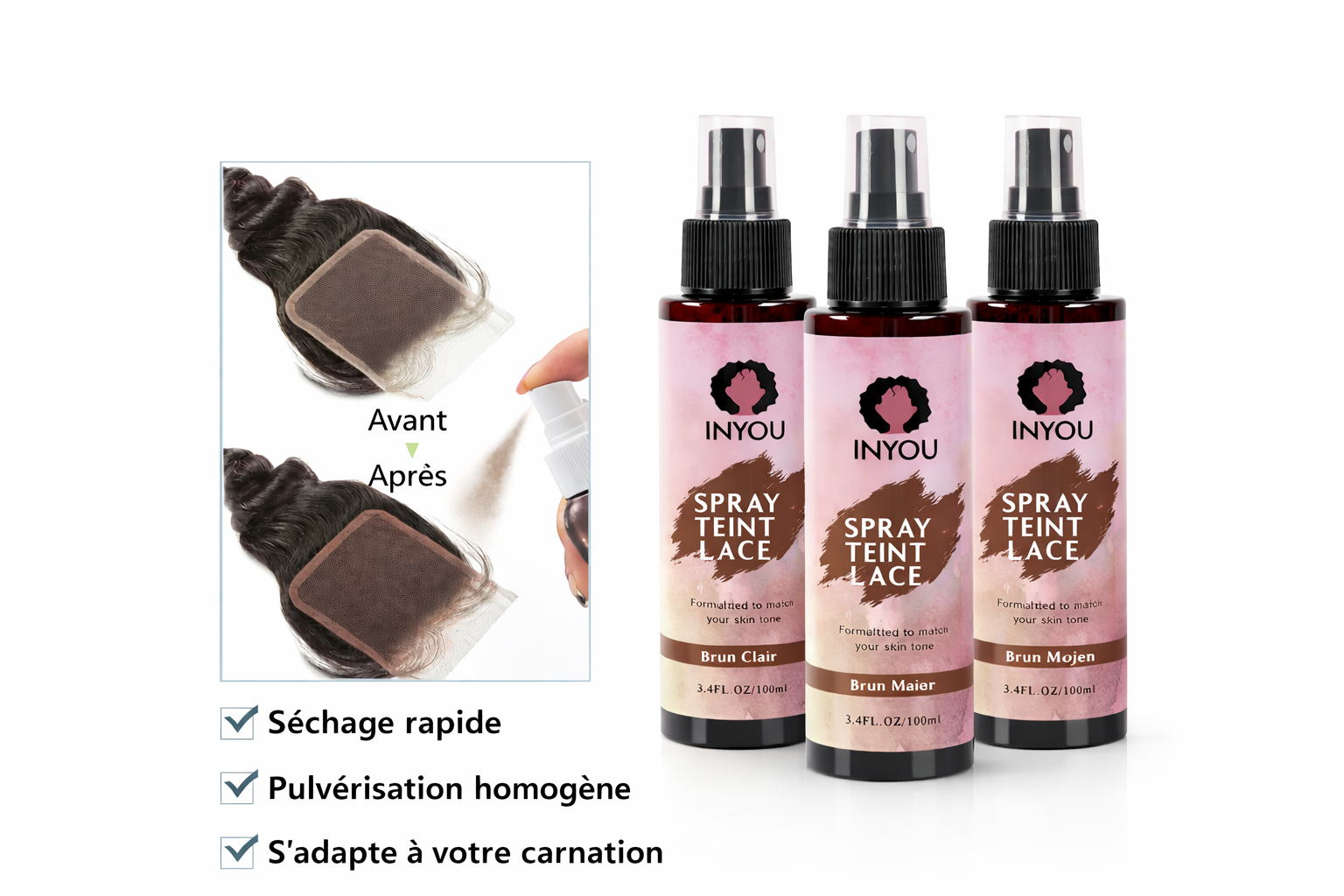 Kit Colle Perruque Lace 6 Pièces – Colle Lace, Spray Teinté, Cire Coiffante et Dissolvant