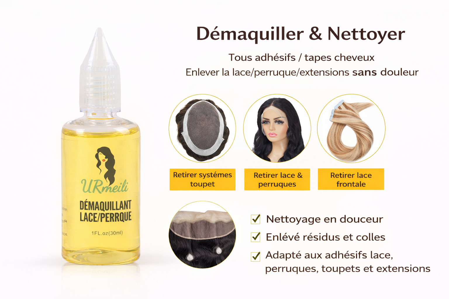 Kit Colle Perruque Lace 6 Pièces – Colle Lace, Spray Teinté, Cire Coiffante et Dissolvant