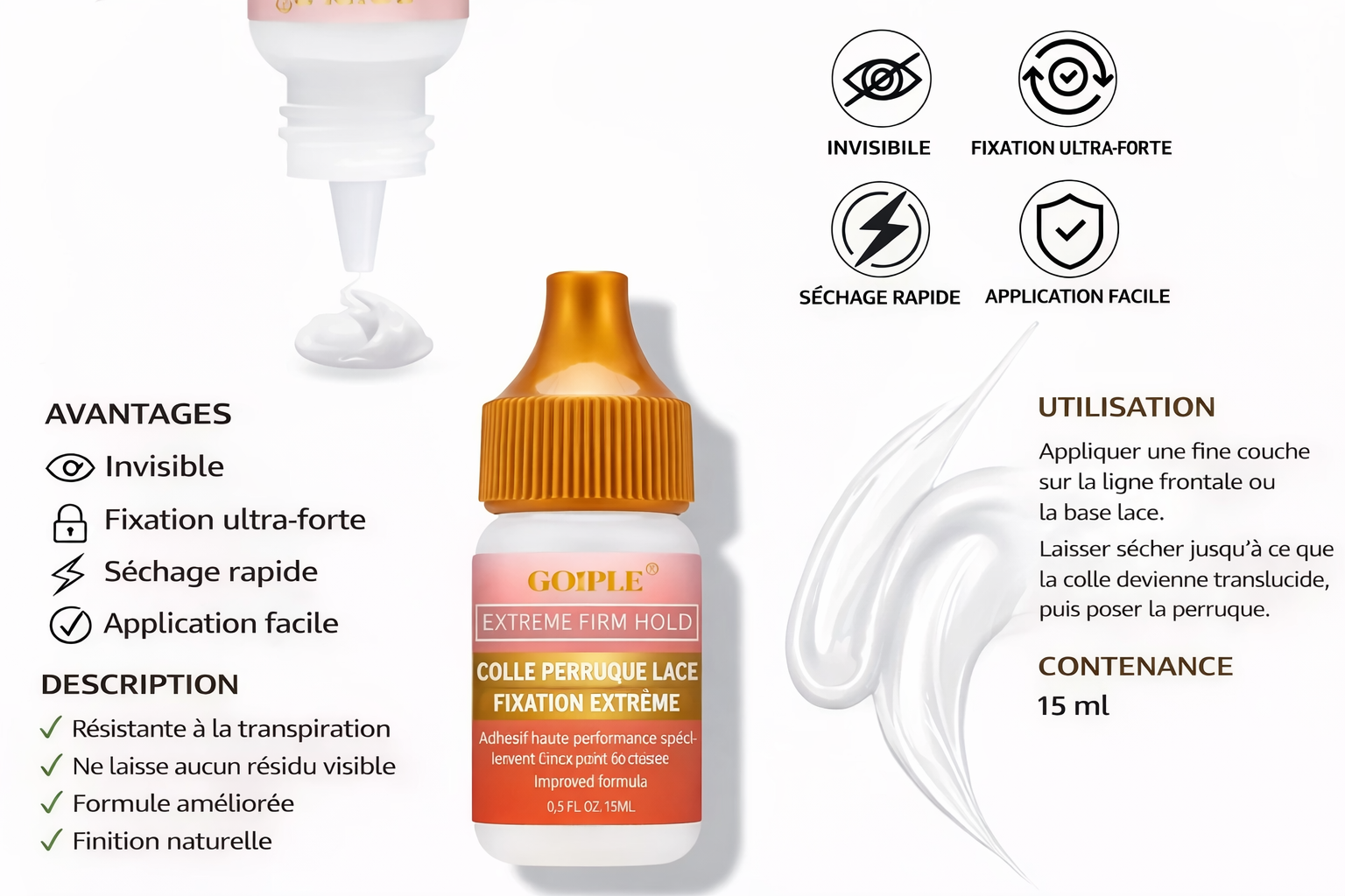 Kit Débutant Coiffage Perruque Lace – Cire Coiffante, Gel Edge Control et Colle Fixante