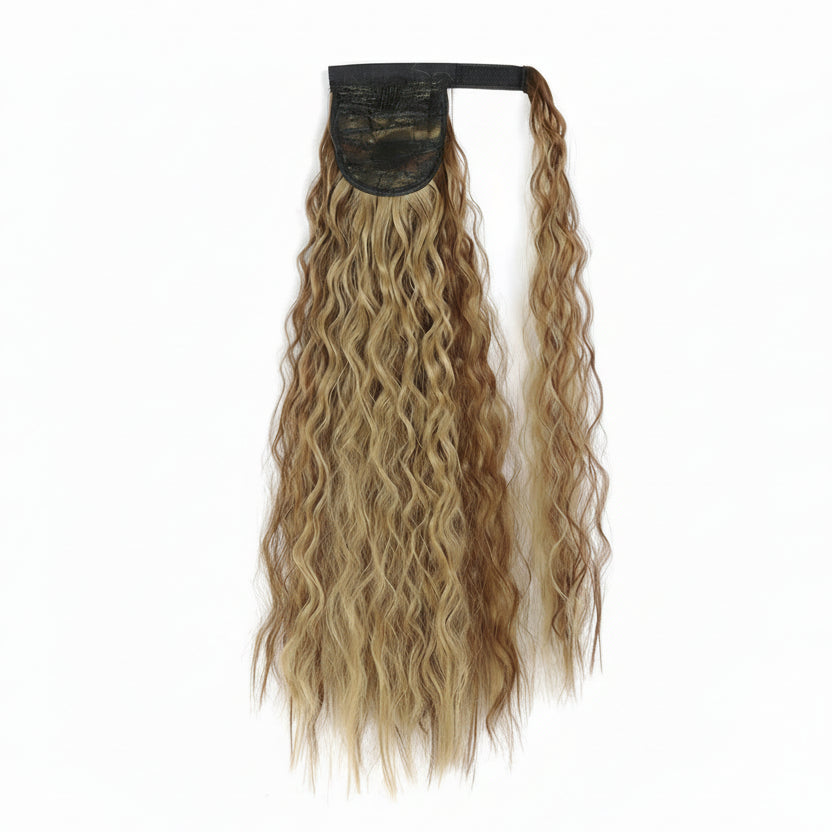 Extension Queue de Cheval Ondulée Synthétique – Ponytail Longue à Clip, Effet Ombre Marron Blond