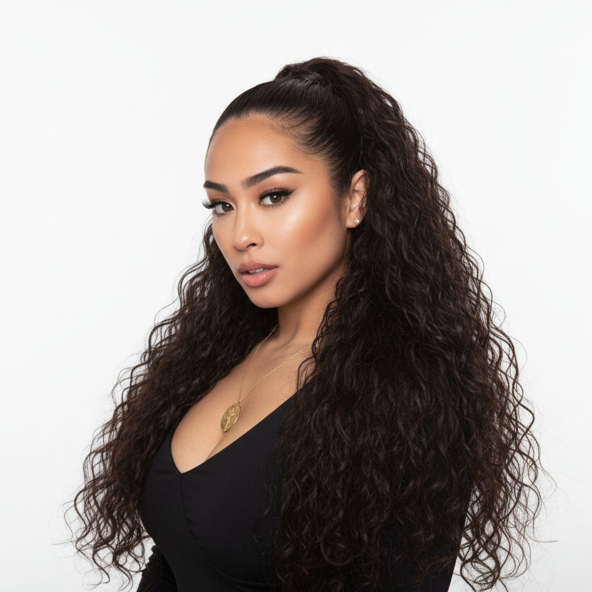 Extension Queue de Cheval Ondulée Synthétique – Ponytail Longue à Clip, Effet Ombre Marron Blond