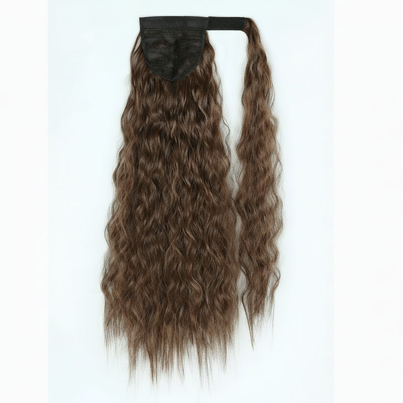 Extension Queue de Cheval Ondulée Synthétique – Ponytail Longue à Clip, Effet Ombre Marron Blond
