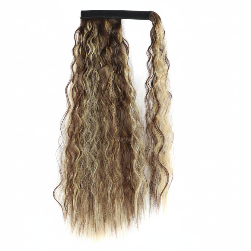 Extension Queue de Cheval Ondulée Synthétique – Ponytail Longue à Clip, Effet Ombre Marron Blond