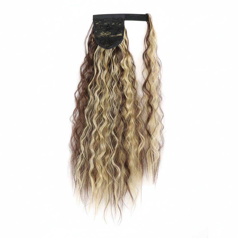 Extension Queue de Cheval Ondulée Synthétique – Ponytail Longue à Clip, Effet Ombre Marron Blond