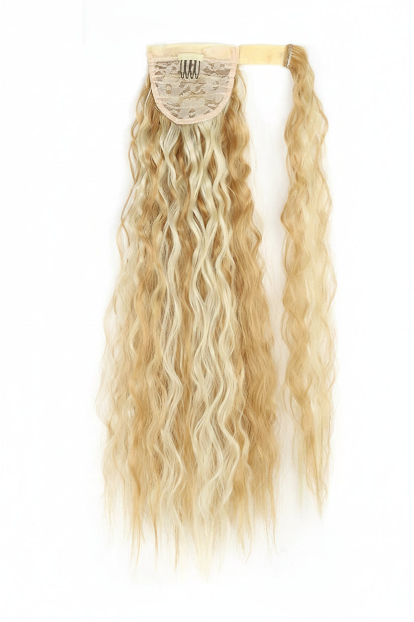 Extension Queue de Cheval Ondulée Synthétique – Ponytail Longue à Clip, Effet Ombre Marron Blond