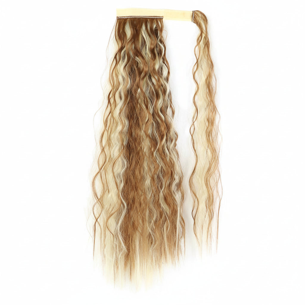 Extension Queue de Cheval Ondulée Synthétique – Ponytail Longue à Clip, Effet Ombre Marron Blond