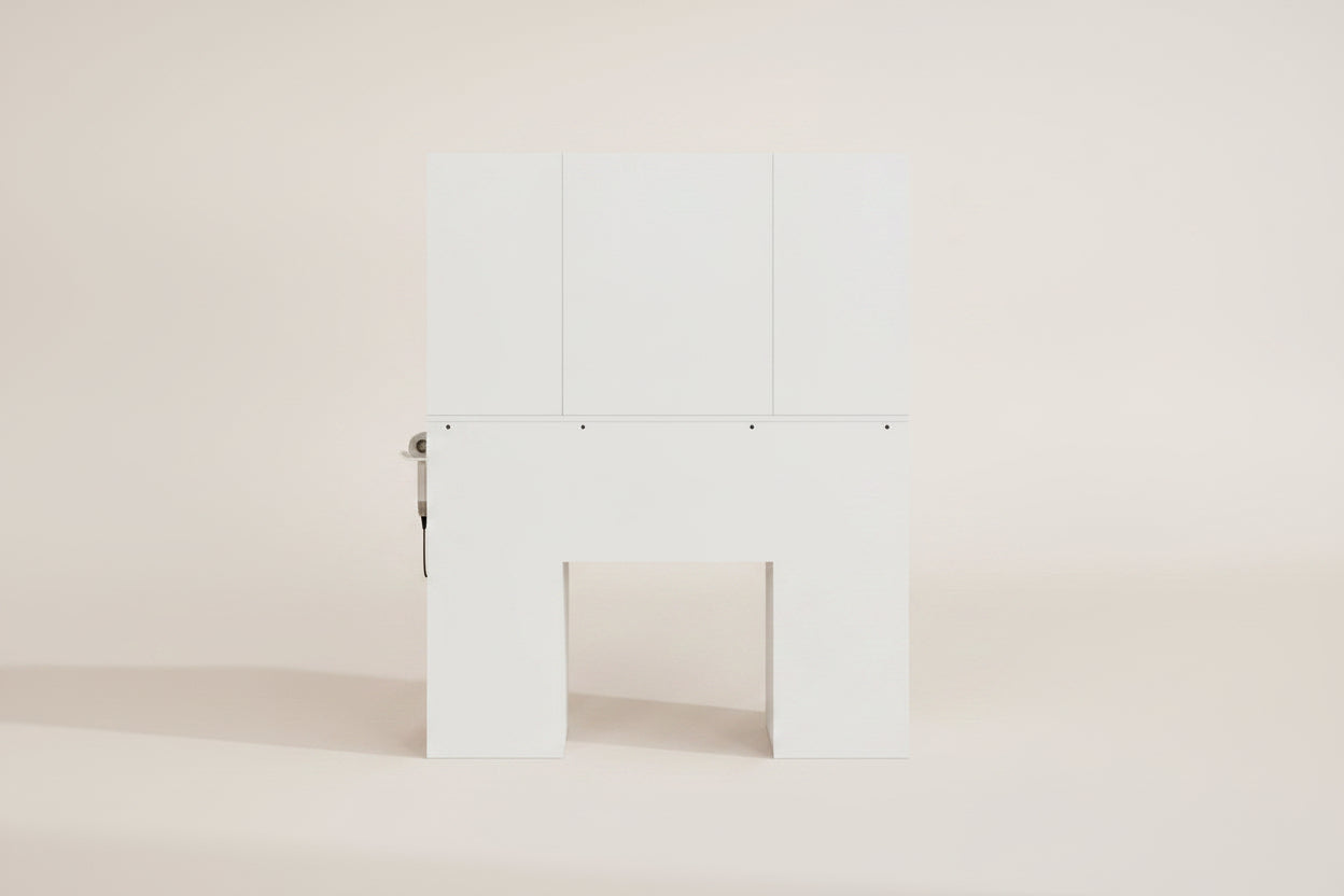 Coiffeuse avec Miroir LED 3 Couleurs | Prises Intégrées + Placard de Rangement – AUREA