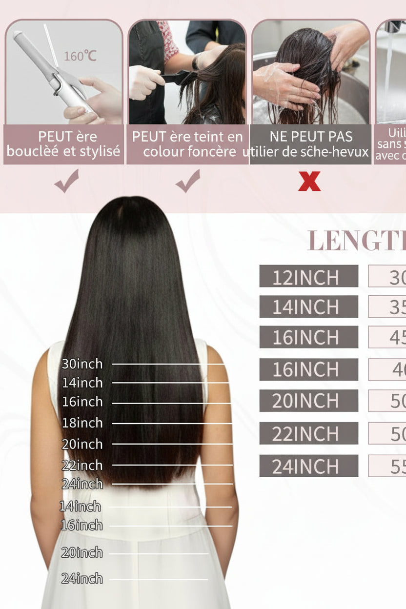 Extensions Tape In Ugeat en Cheveux Naturels Brésiliens Remy – Lisses, Balayage, 20P / 40P