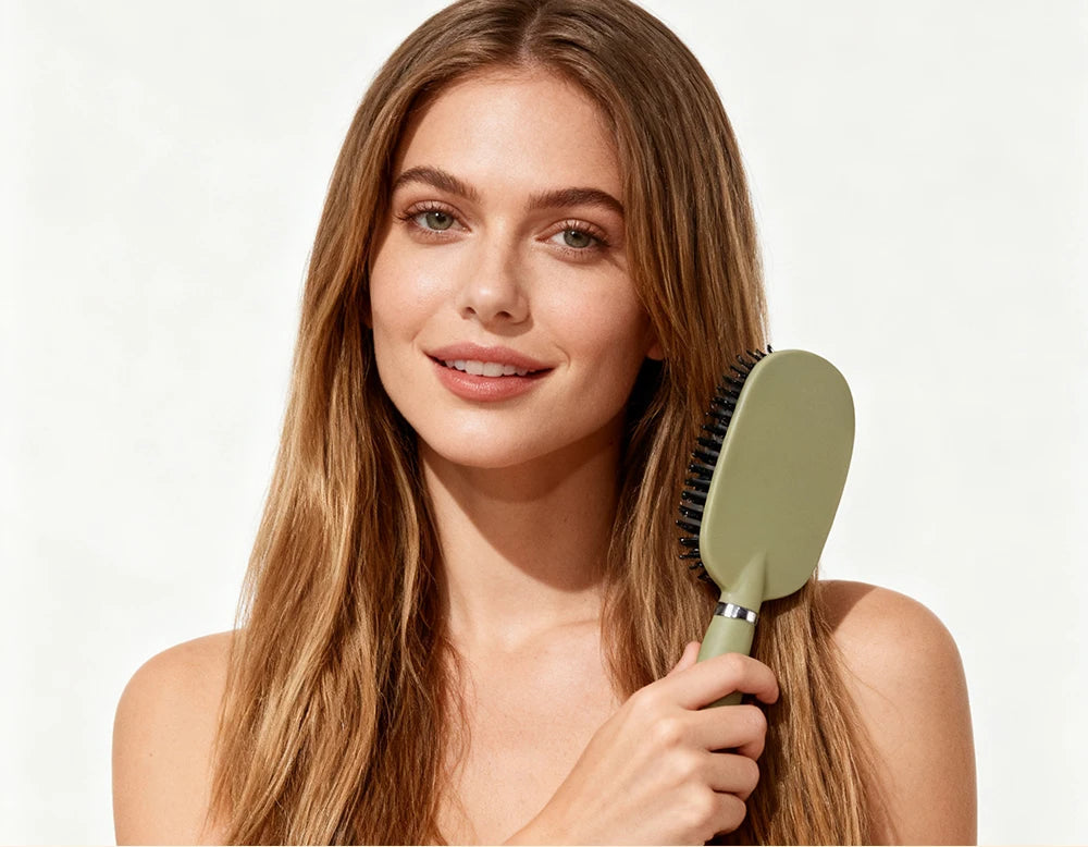 Brosse à cheveux Démêlante à Poils de Sanglier – Brosse Aérée Anti-Statique et Massage Cuir Chevelu pour Tous Types de Cheveux
