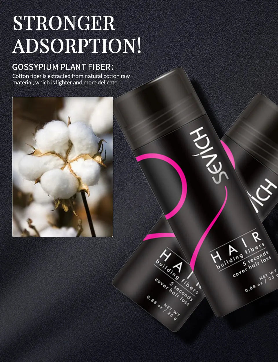 Fibres Capillaires à la Kératine SEVICH – Kit Densifiant pour Cheveux Clairsemés avec Applicateur