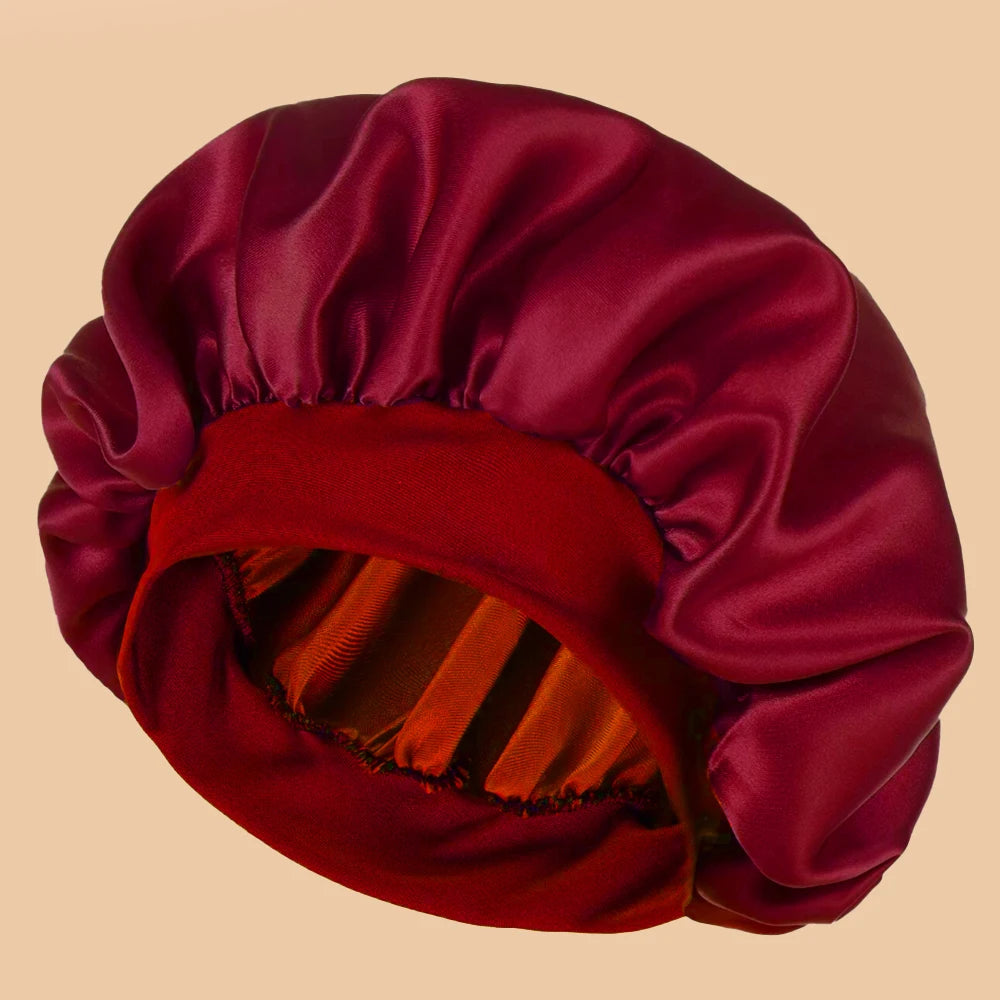 Bonnet de Douche en Satin pour Femme – Bonnet Large Bord Uni, Protection Cheveux