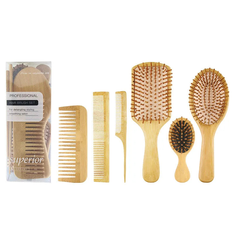 Brosse à cheveux en Bambou Massante – Brosse Démêlante Anti-Statique et Stimulateur de Pousse pour Cheveux et Barbe
