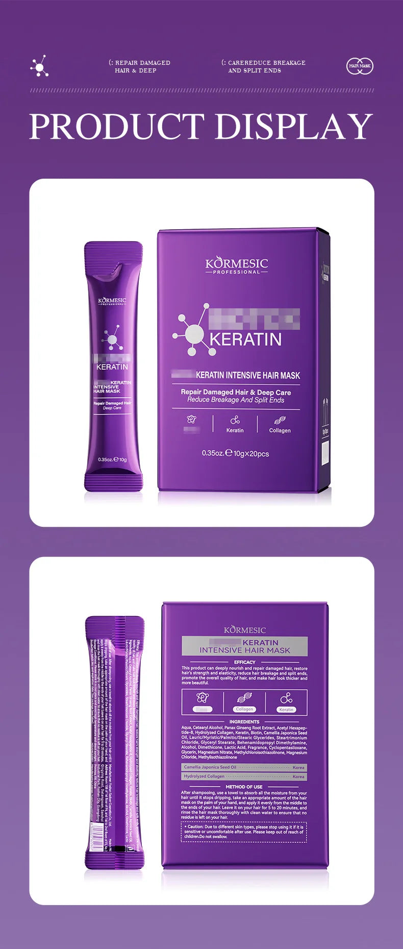 Masque Capillaire à la Kératine – Réparation Express 5 Secondes, Cheveux Doux et Brillants