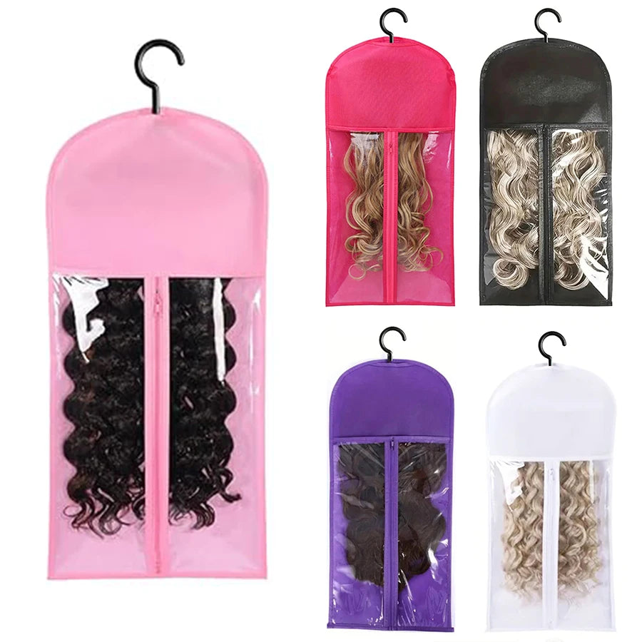 Housse de Rangement pour Perruque avec Cintre – Sacs Transparents Anti-Poussière