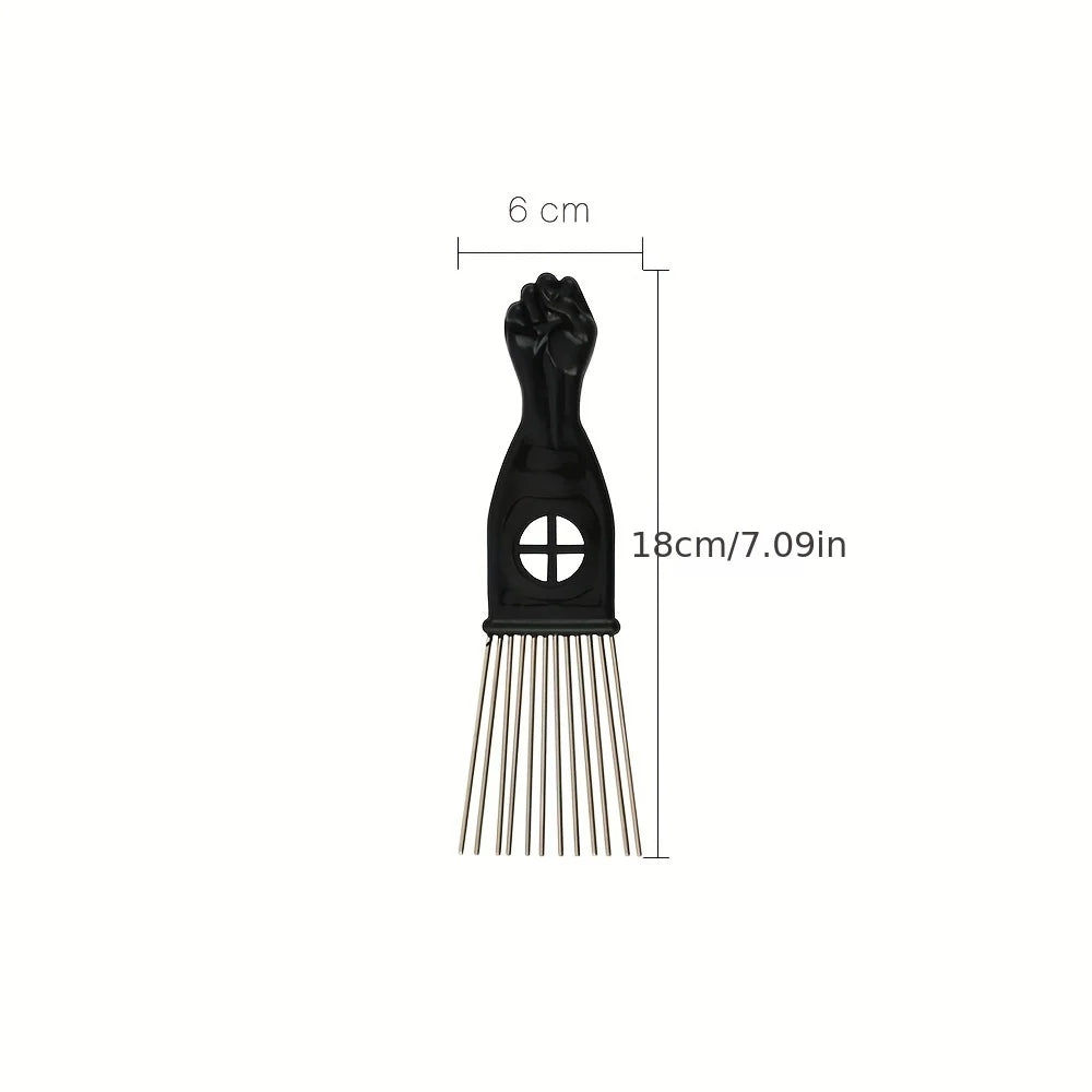 Peigne Afro en Métal Noir – Peigne à Dents Larges pour Coiffure et Salon Barber