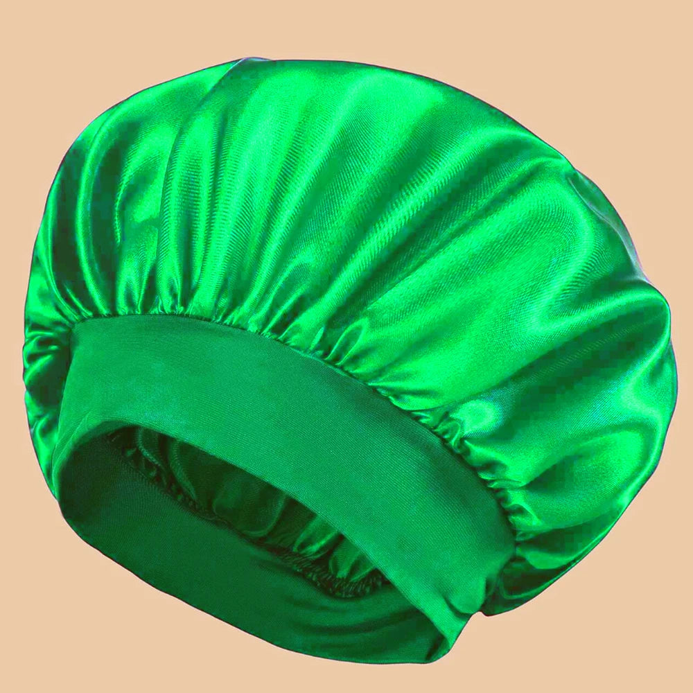 Bonnet de Douche en Satin pour Femme – Bonnet Large Bord Uni, Protection Cheveux