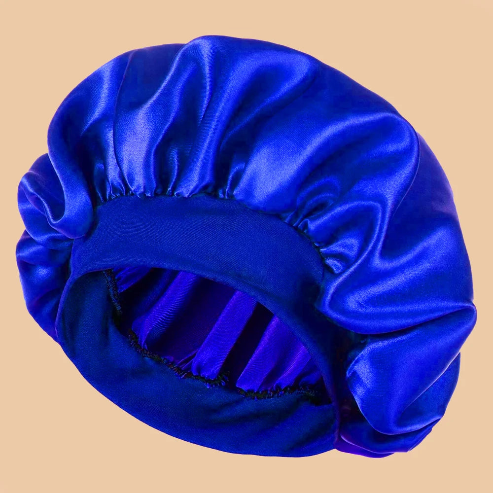 Bonnet de Douche en Satin pour Femme – Bonnet Large Bord Uni, Protection Cheveux