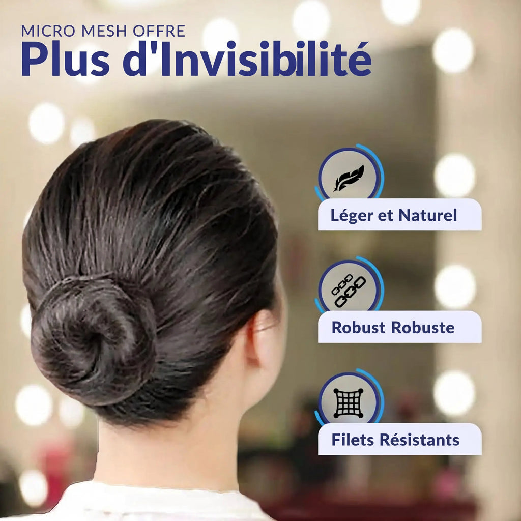Filets à Cheveux Invisibles 24 pouces – Lot de 50, Maille Élastique pour Chignon, Perruque et Usage Pro