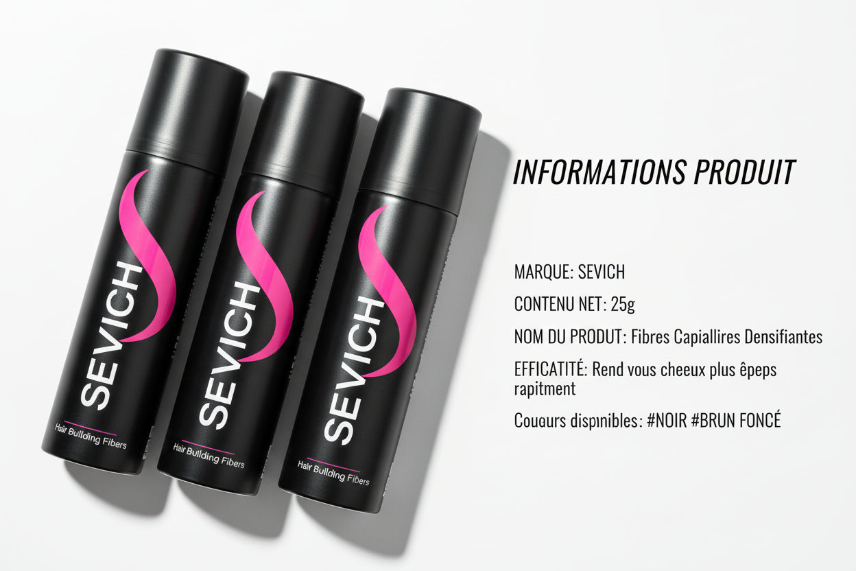 Fibres Capillaires à la Kératine SEVICH – Kit Densifiant pour Cheveux Clairsemés avec Applicateur
