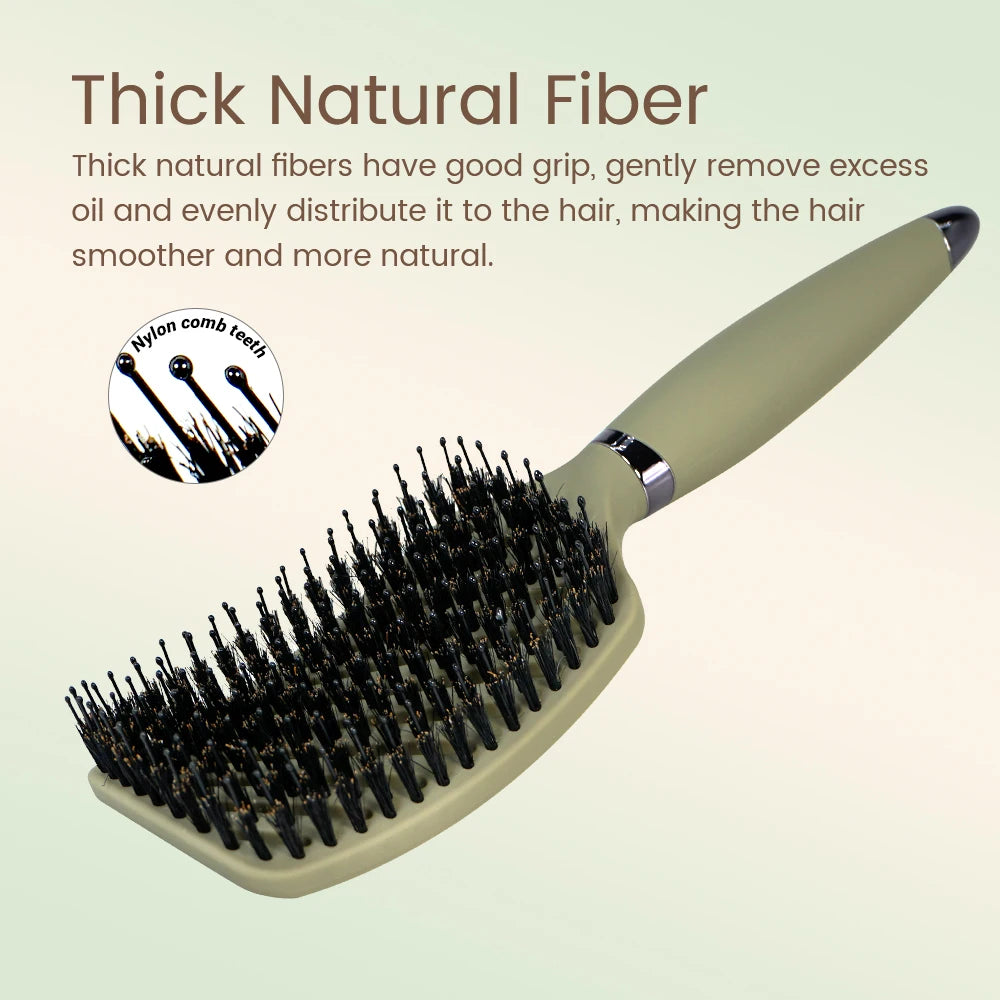 Brosse à cheveux Démêlante à Poils de Sanglier – Brosse Aérée Anti-Statique et Massage Cuir Chevelu pour Tous Types de Cheveux