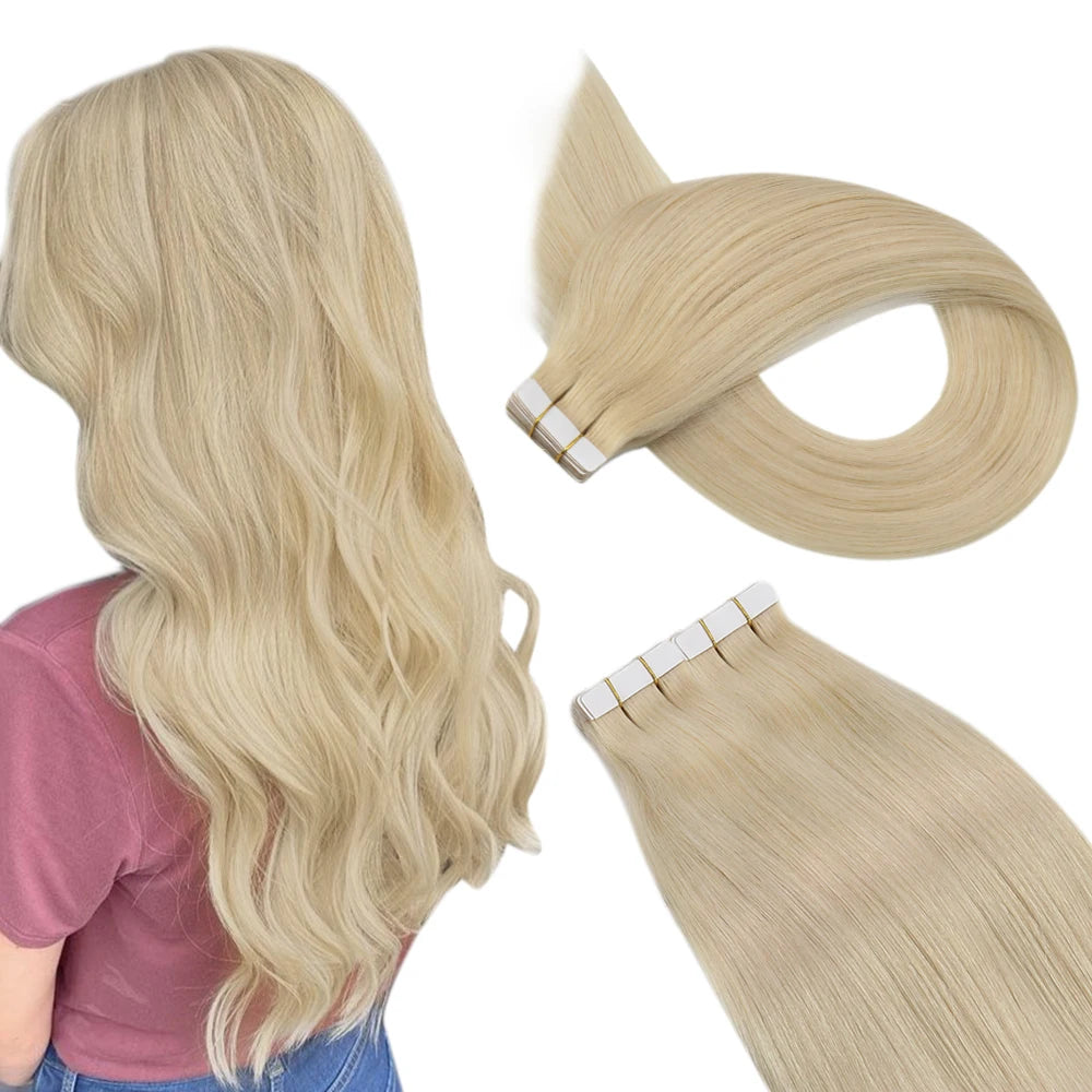 Extensions Tape In Ugeat en Cheveux Naturels Brésiliens Remy – Lisses, Balayage, 20P / 40P
