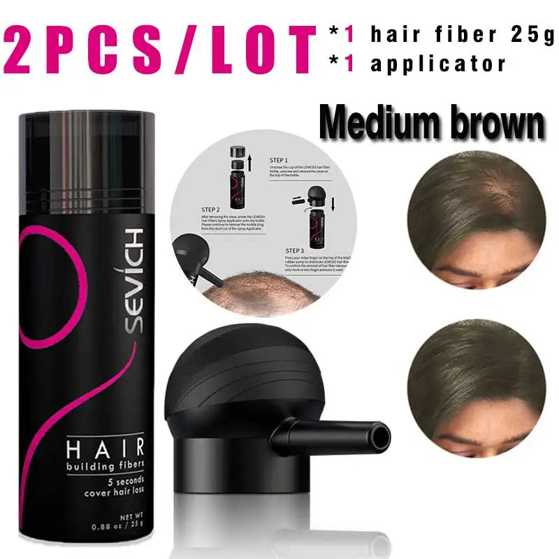 Fibres Capillaires à la Kératine SEVICH – Kit Densifiant pour Cheveux Clairsemés avec Applicateur