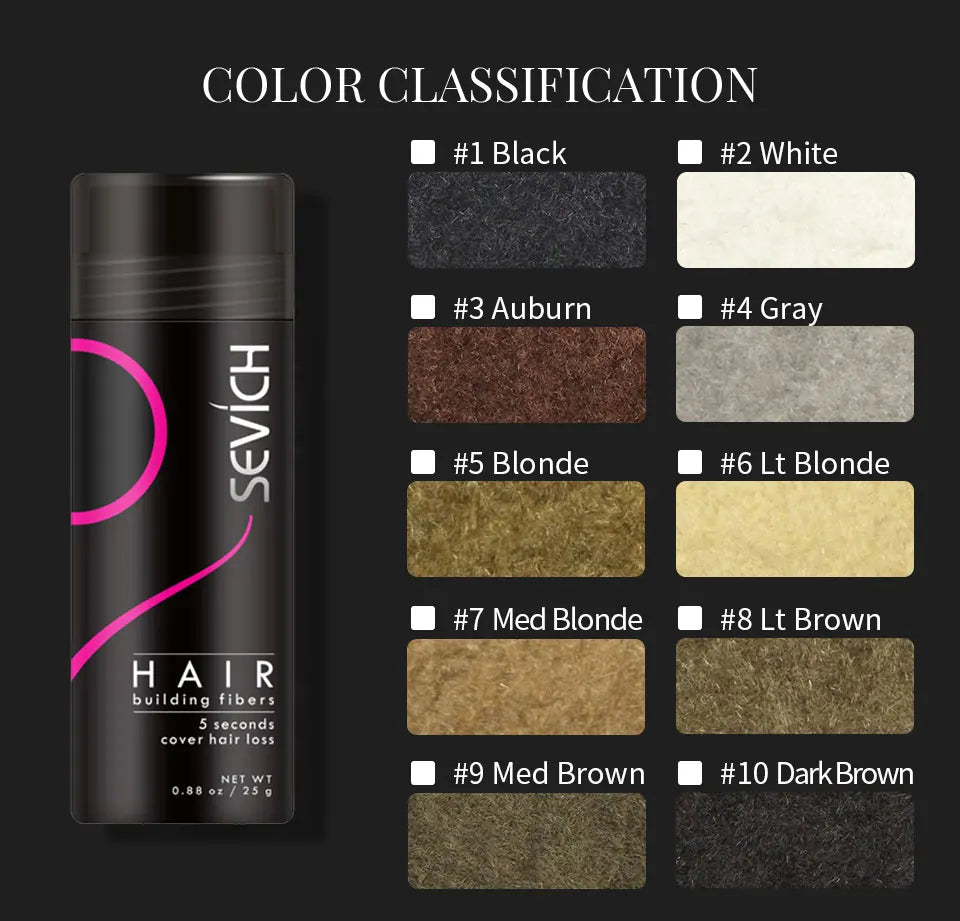 Fibres Capillaires à la Kératine SEVICH – Kit Densifiant pour Cheveux Clairsemés avec Applicateur