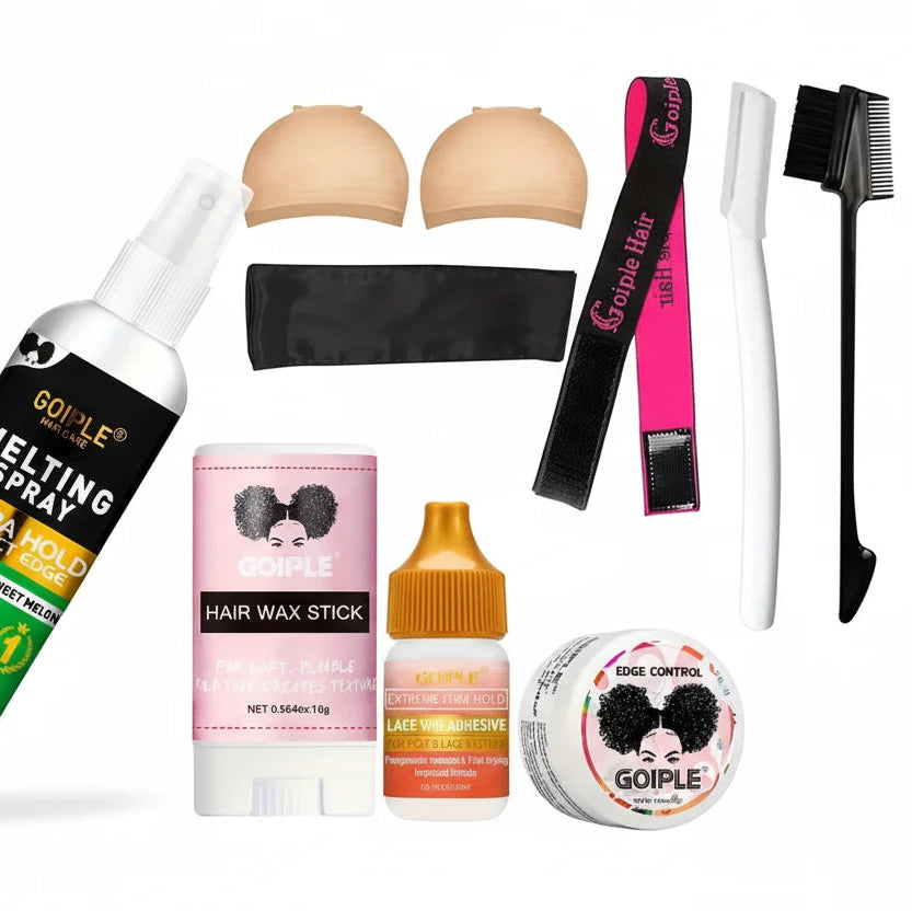 Kit Débutant Coiffage Perruque Lace – Cire Coiffante, Gel Edge Control et Colle Fixante