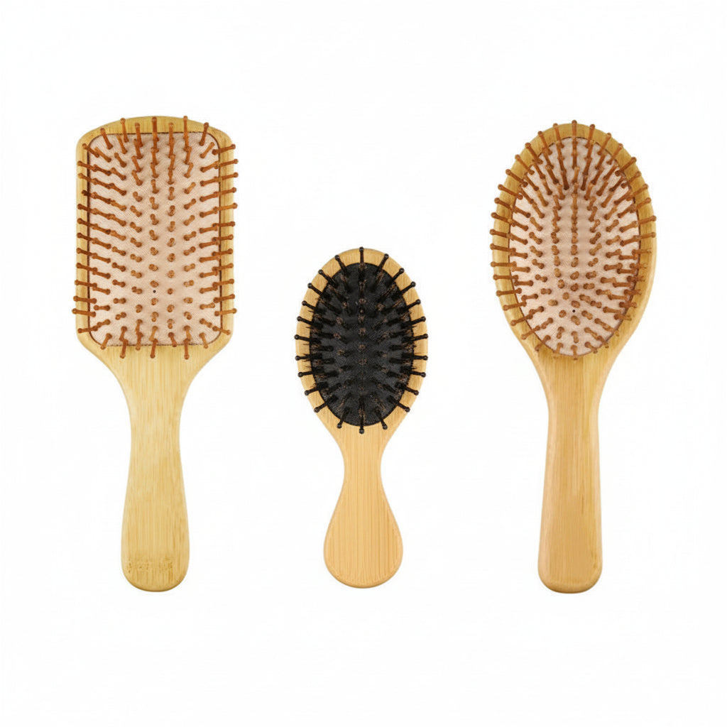 Brosse à cheveux en Bambou Massante – Brosse Démêlante Anti-Statique et Stimulateur de Pousse pour Cheveux et Barbe