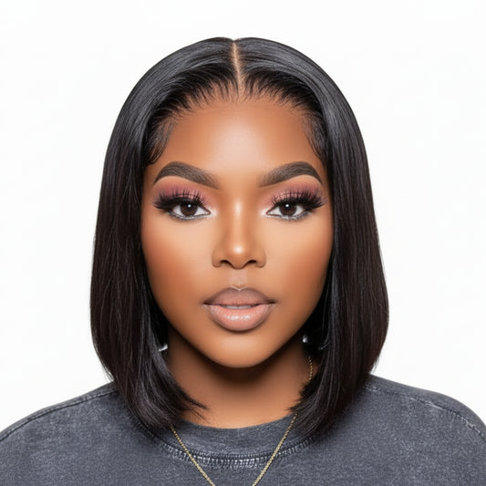 Perruque Bob Lisse en Cheveux Humains