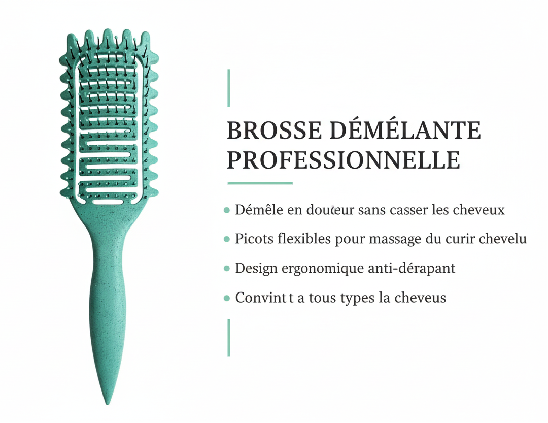 Brosse Définition Boucles Aérée – Brosse Démêlante pour Cheveux Bouclés et Mouillés