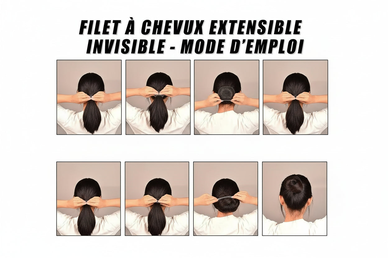 Filets à Cheveux Invisibles 24 pouces – Lot de 50, Maille Élastique pour Chignon, Perruque et Usage Pro