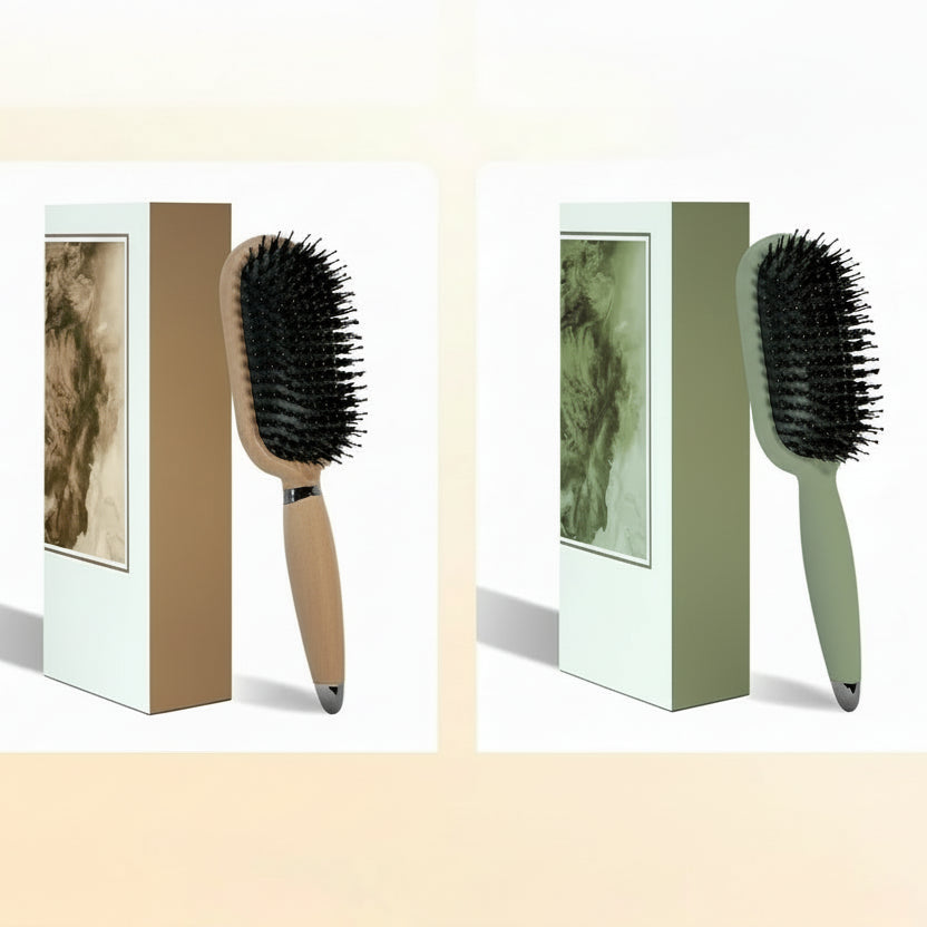 Brosse à cheveux Démêlante à Poils de Sanglier – Brosse Aérée Anti-Statique et Massage Cuir Chevelu pour Tous Types de Cheveux