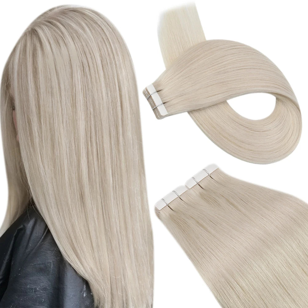Extensions Tape In Ugeat en Cheveux Naturels Brésiliens Remy – Lisses, Balayage, 20P / 40P