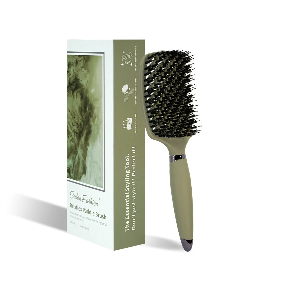 Brosse à cheveux Démêlante à Poils de Sanglier – Brosse Aérée Anti-Statique et Massage Cuir Chevelu pour Tous Types de Cheveux