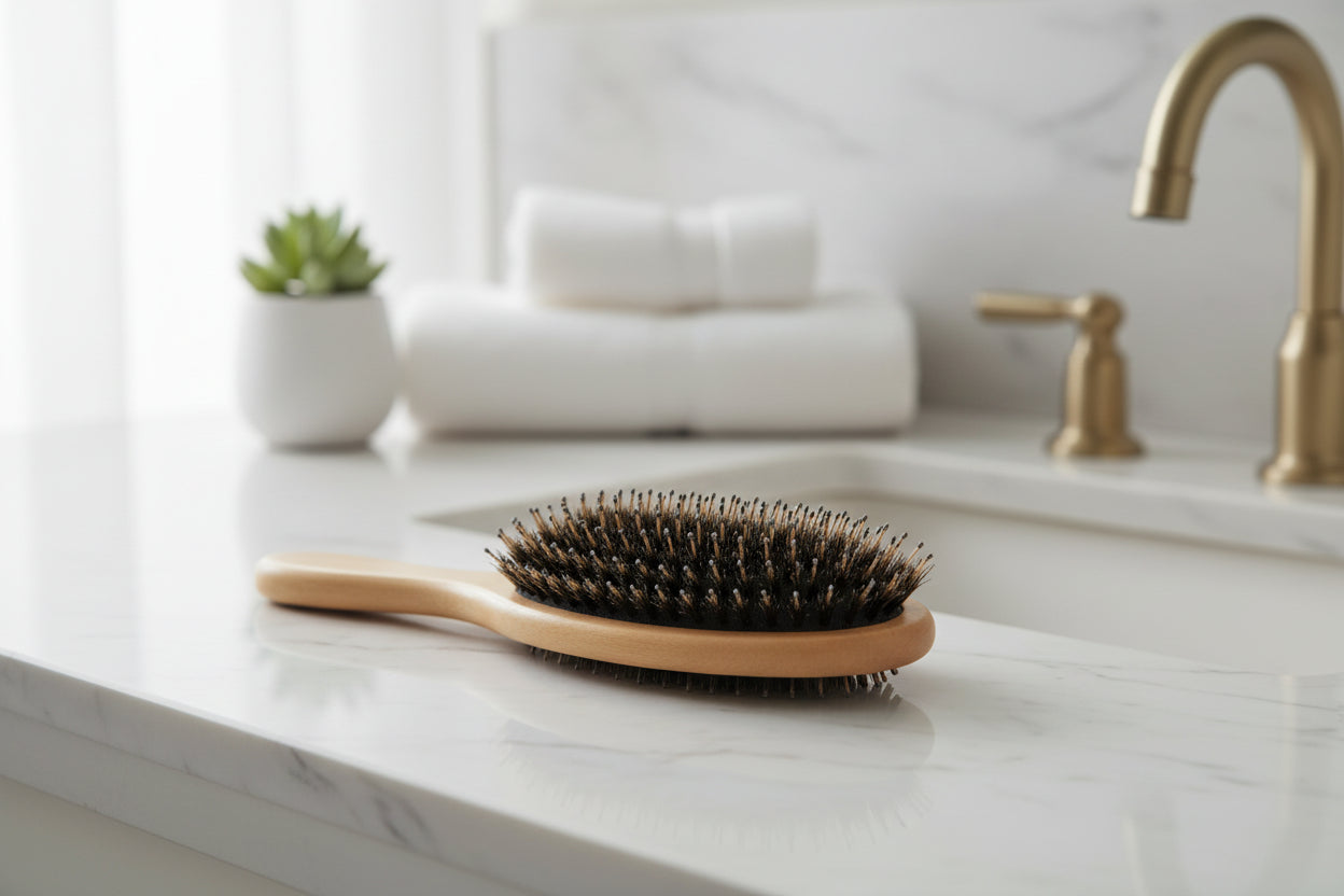 Brosse à Cheveux en Poils de Sanglier Anti-Statique Massage du Cuir Chevelu AUREA