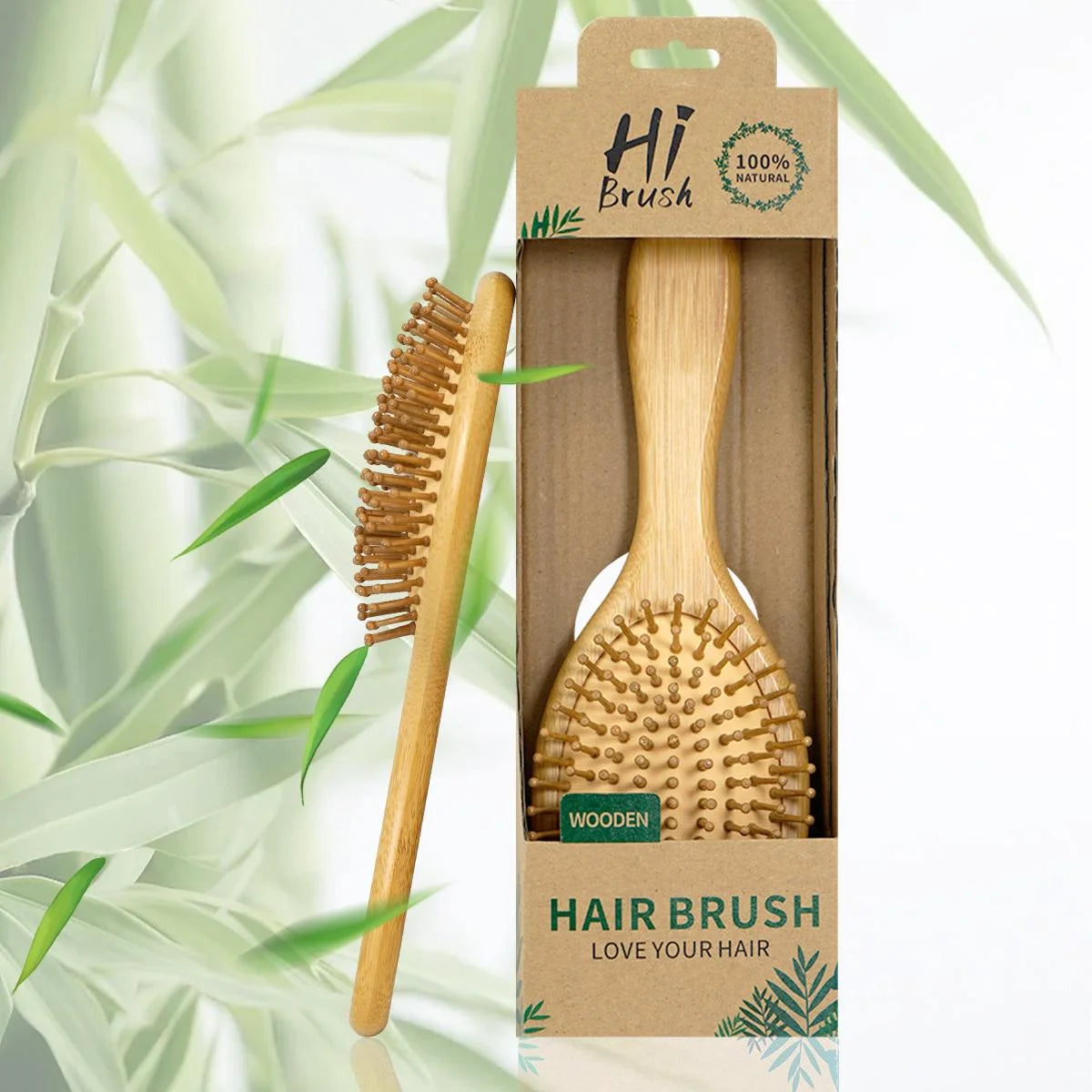 Brosse à cheveux en Bambou Premium avec Coffret Élégant – Brosse Démêlante et Masseur de Cuir Chevelu pour Femme et Homme