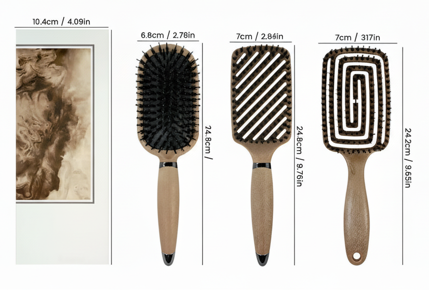 Brosse à cheveux Démêlante à Poils de Sanglier – Brosse Aérée Anti-Statique et Massage Cuir Chevelu pour Tous Types de Cheveux