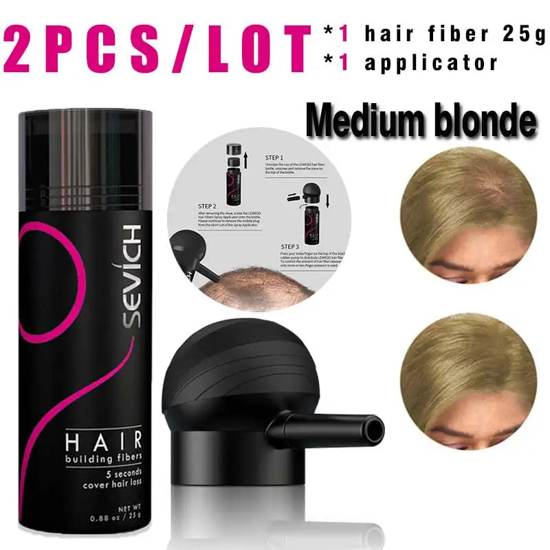 Fibres Capillaires à la Kératine SEVICH – Kit Densifiant pour Cheveux Clairsemés avec Applicateur