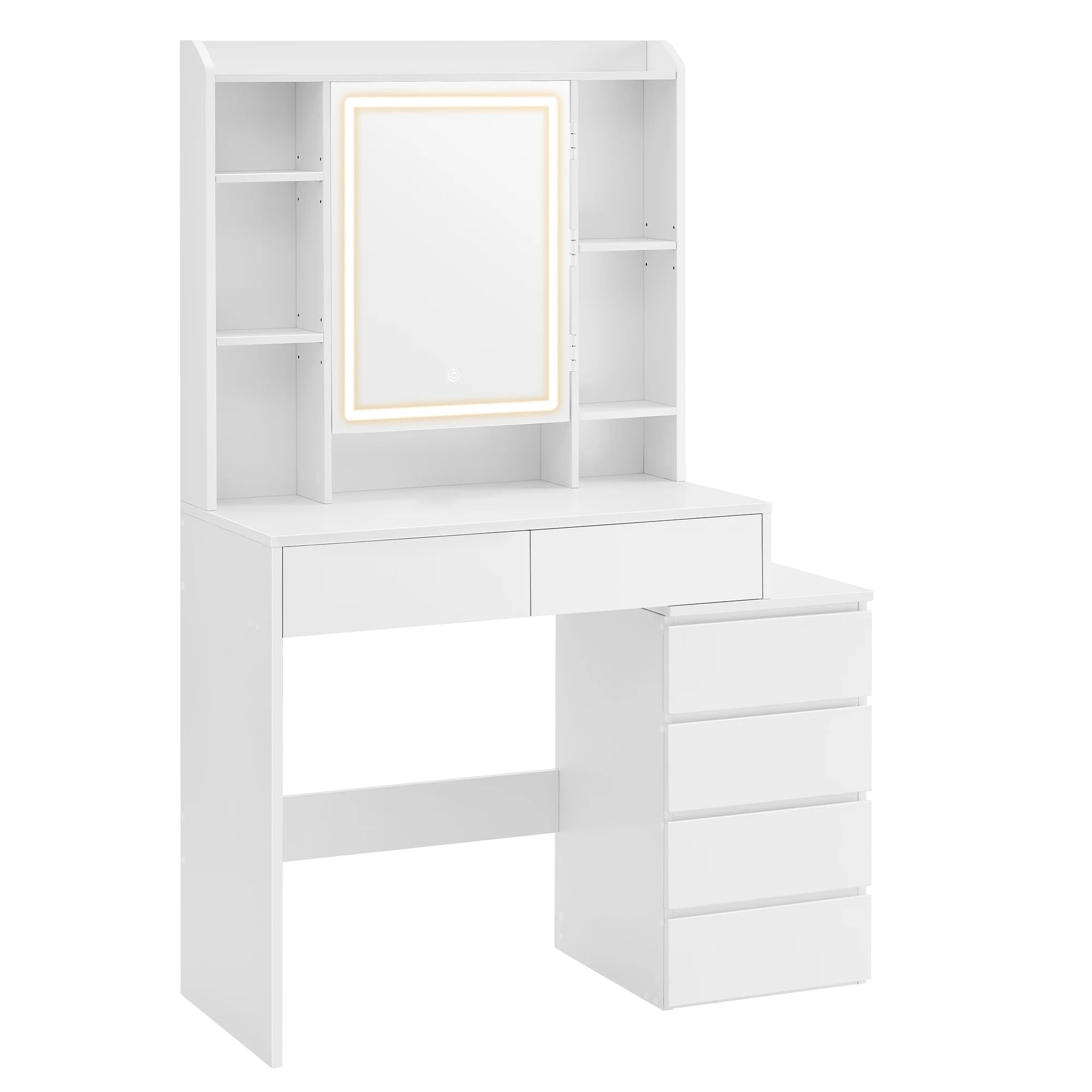 Coiffeuse femme avec Miroir LED et Rangement | Table de Maquillage Moderne + Grand Miroir – AUREA