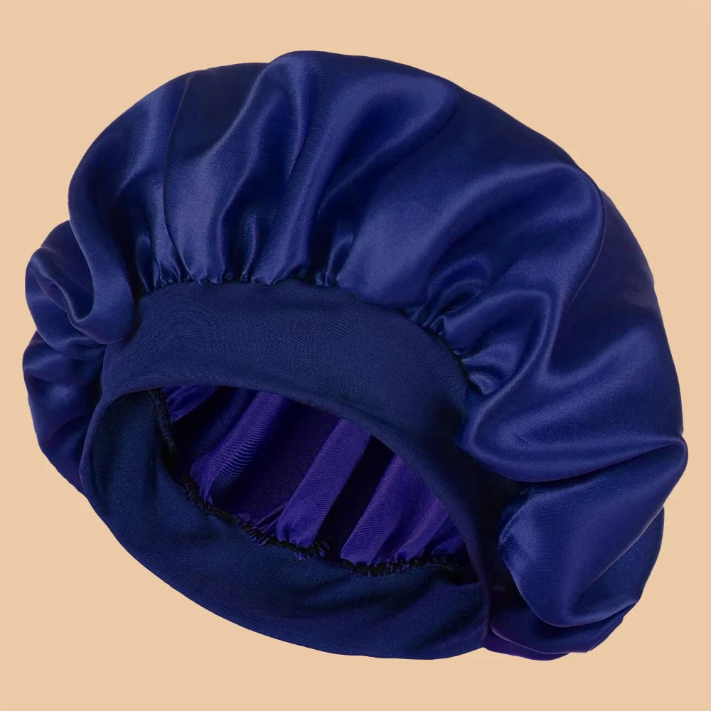 Bonnet de Douche en Satin pour Femme – Bonnet Large Bord Uni, Protection Cheveux