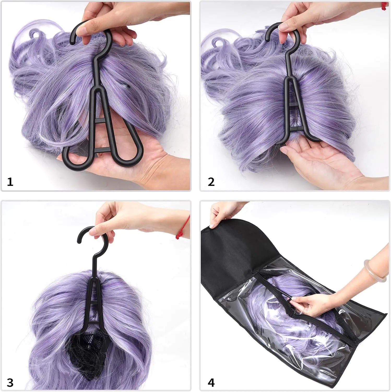 Housse de Rangement pour Perruque avec Cintre – Sacs Transparents Anti-Poussière