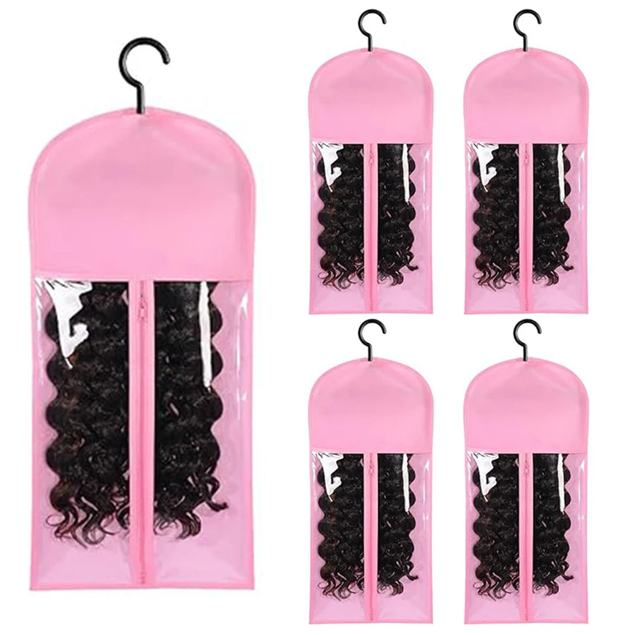 Housse de Rangement pour Perruque avec Cintre – Sacs Transparents Anti-Poussière
