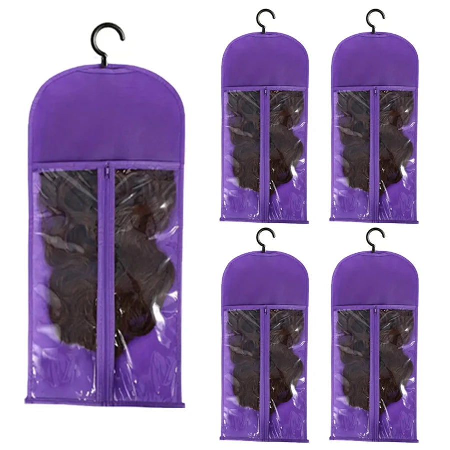 Housse de Rangement pour Perruque avec Cintre – Sacs Transparents Anti-Poussière